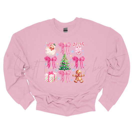 Pink Christmas Bows Crewneck Sweatshirt