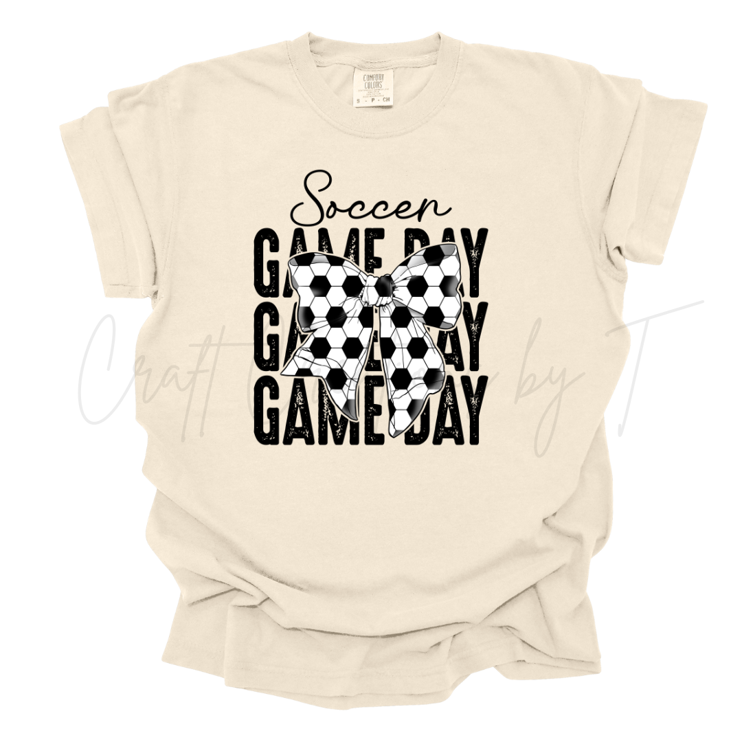 Sport Bow Soccer Game Day Comfort Color Tee