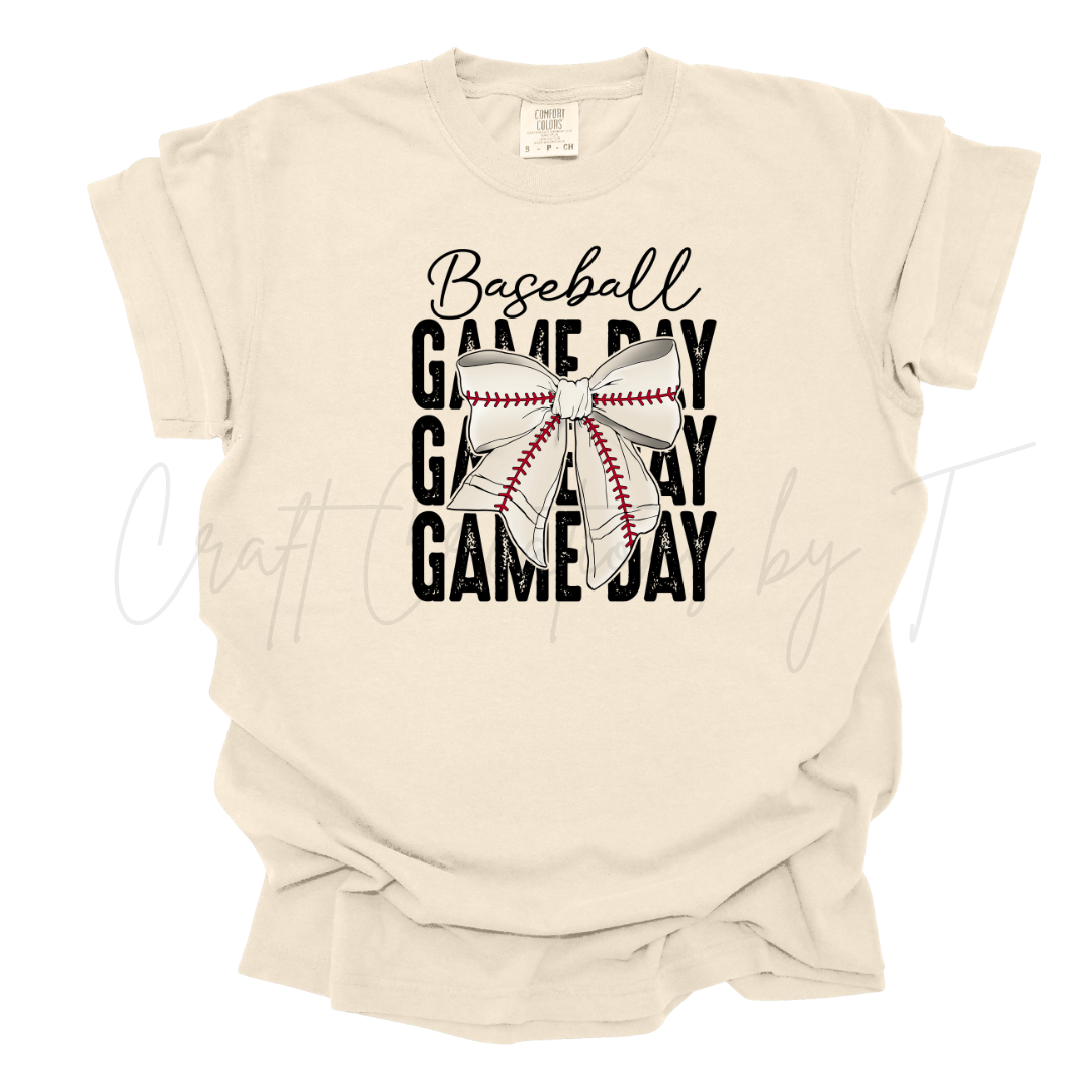 Sport Bow Baseball Game Day Comfort Color Tee