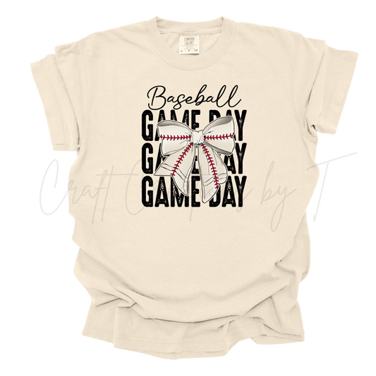 Sport Bow Baseball Game Day Comfort Color Tee