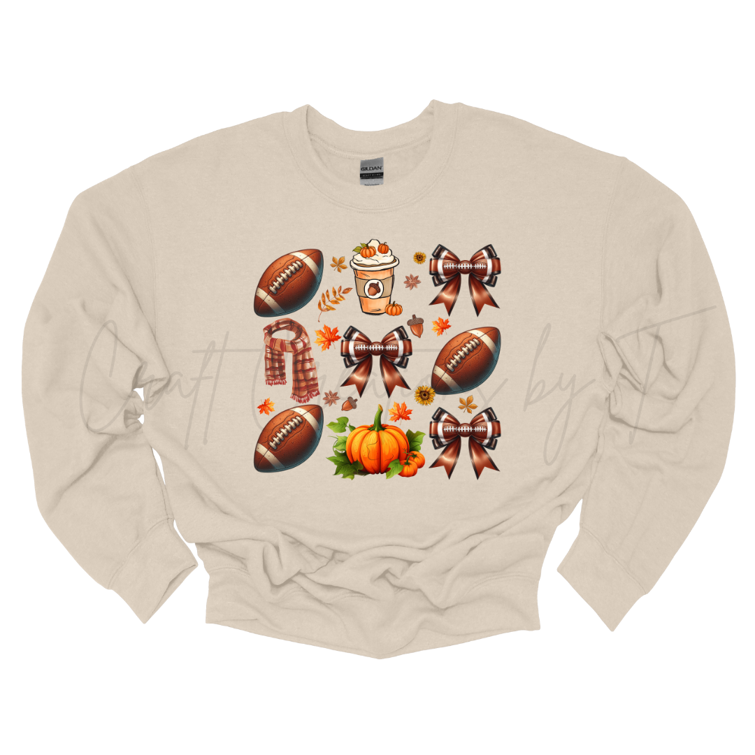 Fall Football Bows Crewneck Sweatshirt