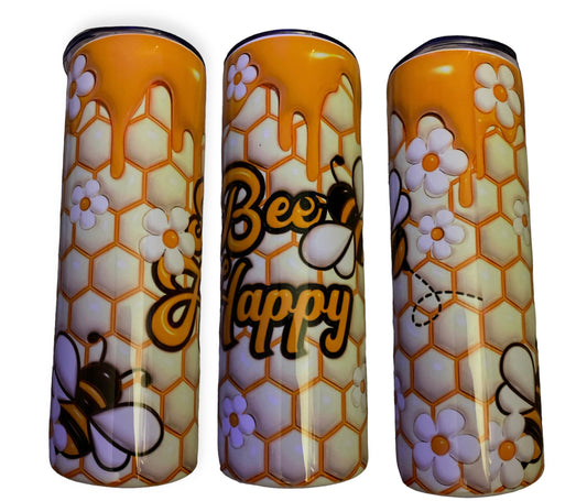 Bee Happy 3D 20oz Sublimation Tumbler