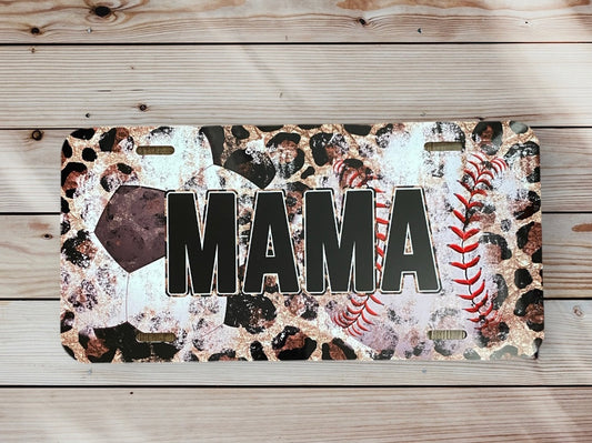 Mama Baseball Soccer License Plate