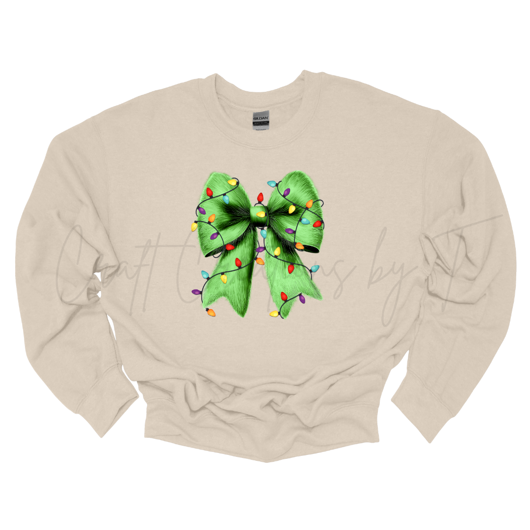 Green Bow and Lights Crewneck Sweatshirt