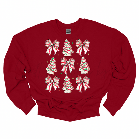 Christmas Cakes Bows Crewneck Sweatshirt