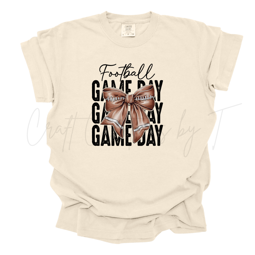 Sport Bow Football Game Day Comfort Color Tee