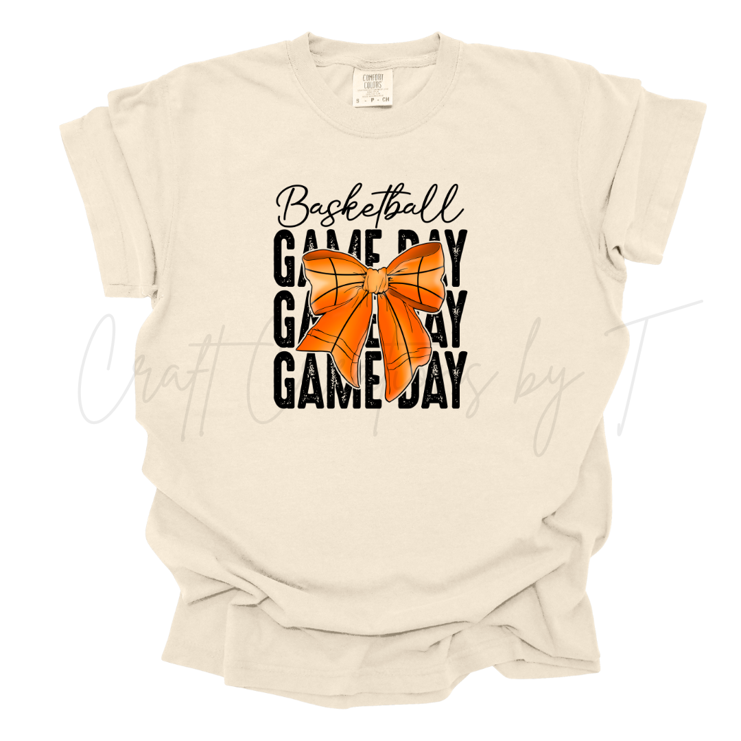 Sport Bow Basketball Game Day Comfort Color Tee