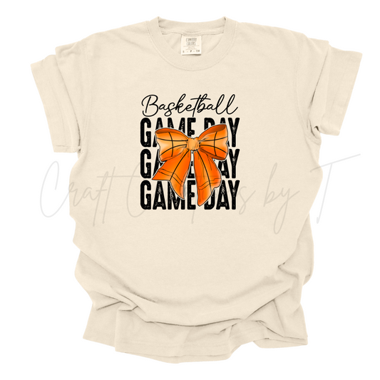 Sport Bow Basketball Game Day Comfort Color Tee