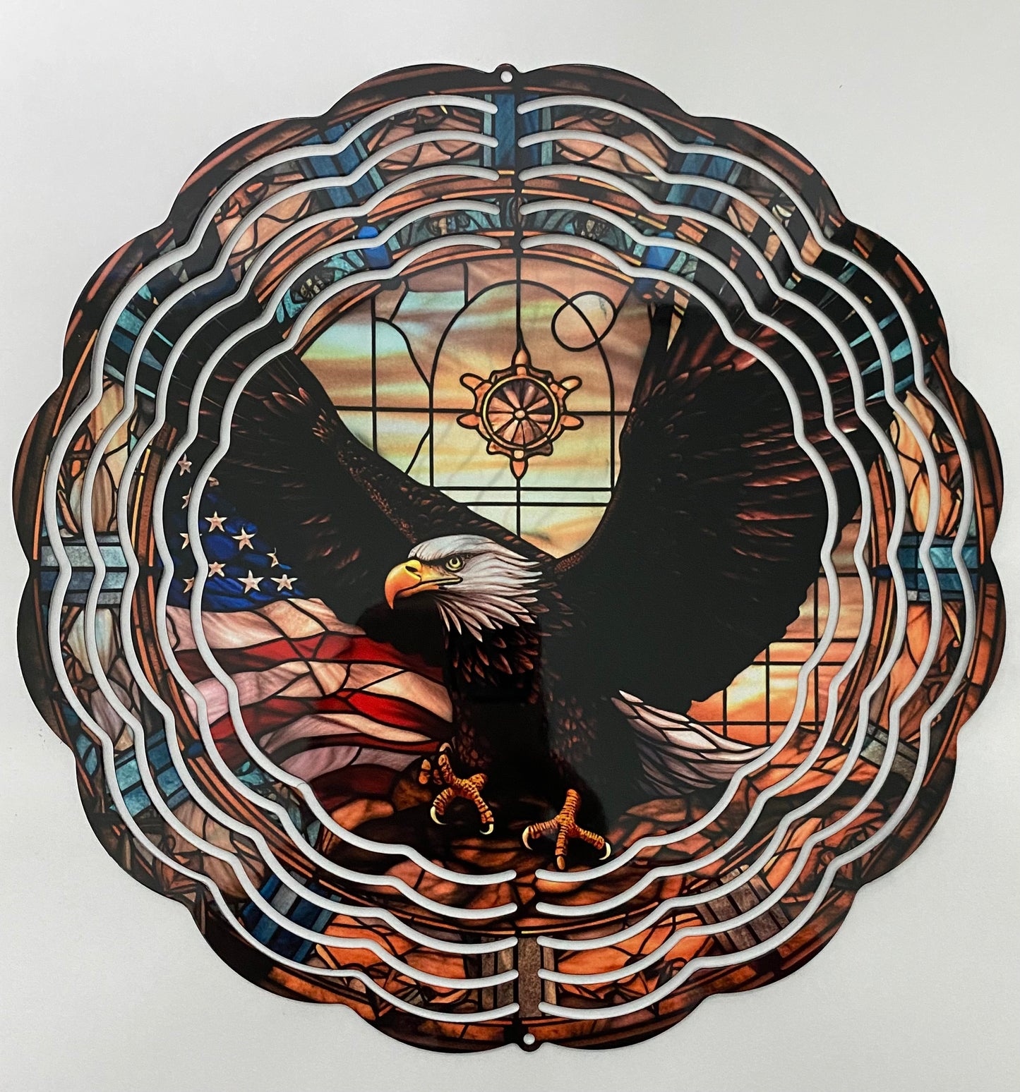 Eagle Stained Glass Wind Spinner 8 inches