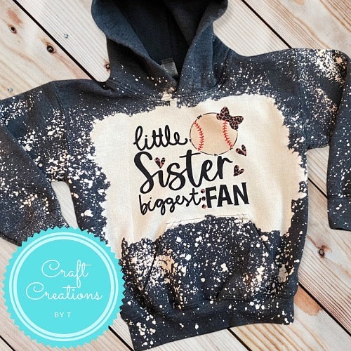 Little Sister Biggest Fan Baseball Sister Bleach Sublimation Hoodie