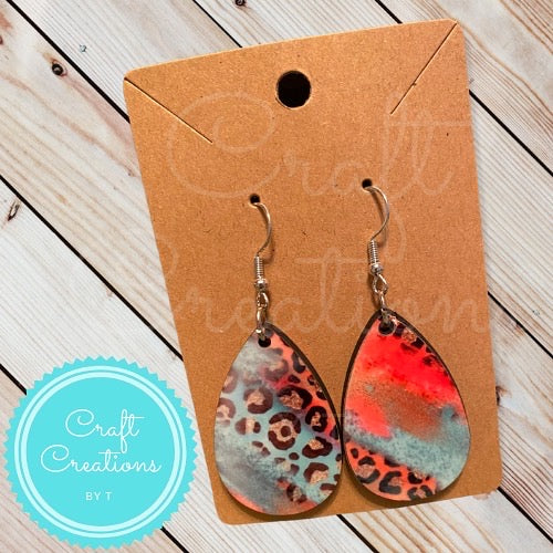 Colorful Cheetah Print Sublimation Earrings