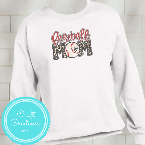 Baseball Mom Crewneck Sweatshirt or Hoodie