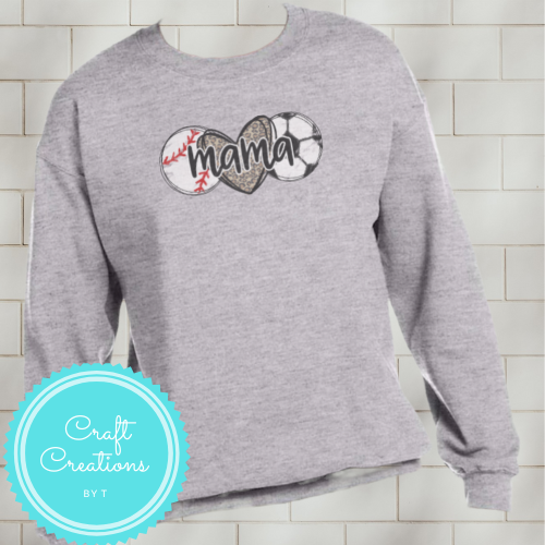 Baseball & Soccer Mama Crewneck Sweatshirt or Hoodie