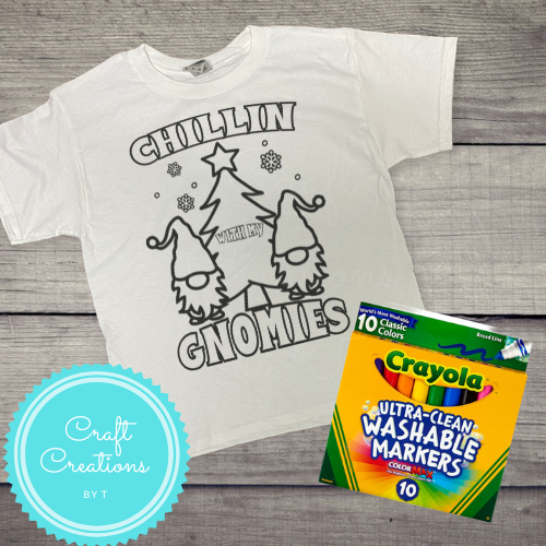 Youth Christmas WASHABLE Coloring T-Shirts & Markers Combo