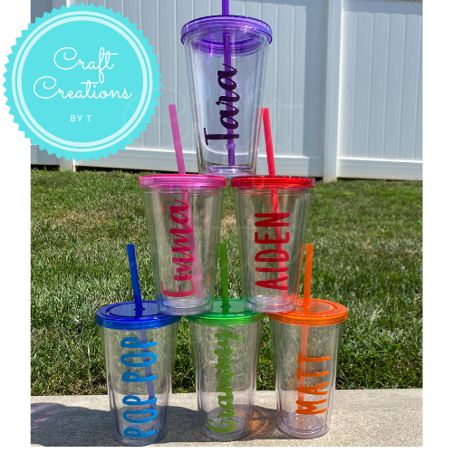 Personalized 16oz  Double Wall Colored Lid Tumbler