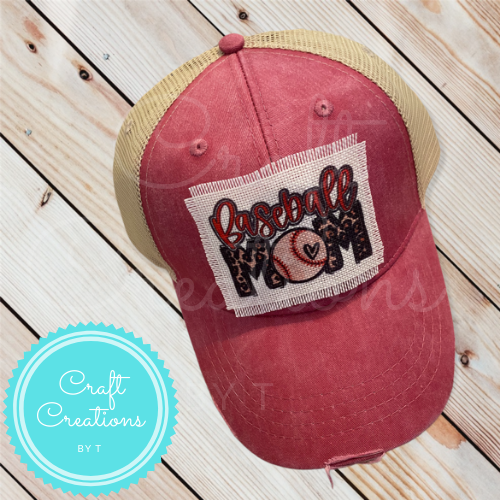 Baseball Mom Distressed Patch Hat