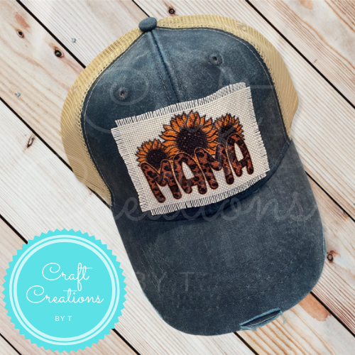 Mama Sunflower Distressed Patch Hat