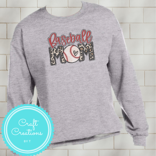 Baseball Mom Crewneck Sweatshirt or Hoodie