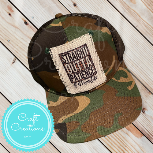 Straight Outta Patience Mom Life Distressed Patch Hat