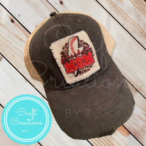 Baseball Mom Distressed Patch Hat