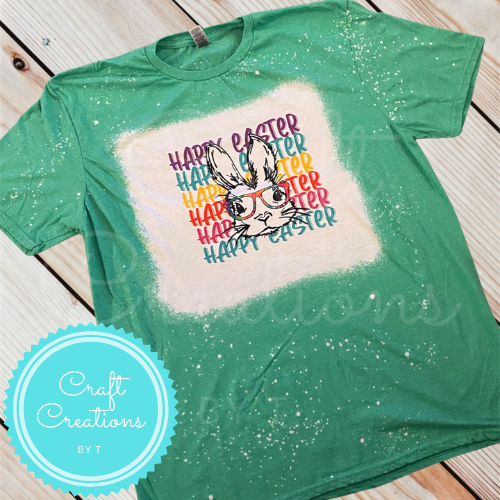 Happy Easter- Bunny with Glasses Bleach Sublimation Tee