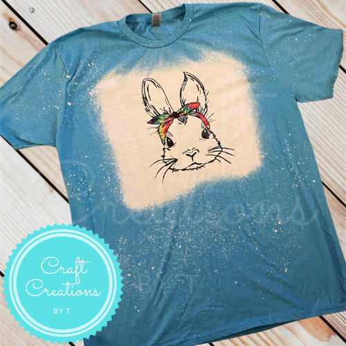 Bunny with Tie Dye Bandana Bleach Sublimation Tee