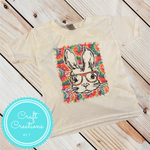 Tie Dye Bunny with Glasses Youth Tee