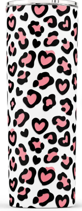 Pink and White Heart Cheetah Print 20oz Sublimation Tumbler