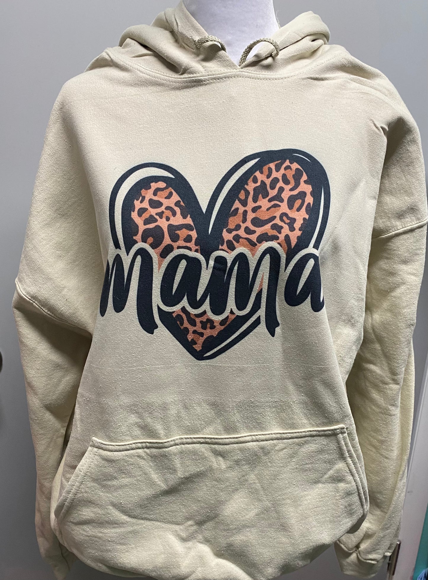 Mama Cheetah Print Sublimation Heart Hoodie