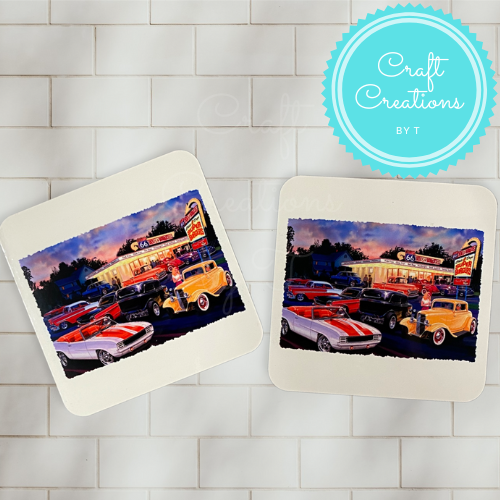 Cars at Diner 2 Pack Coasters