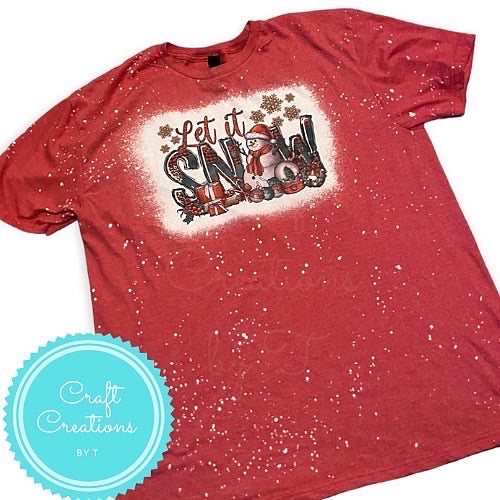 Let It Snow Red Bleach Sublimation Tee