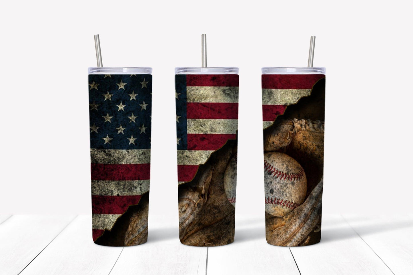 Baseball American Flag 20oz Sublimation Tumbler