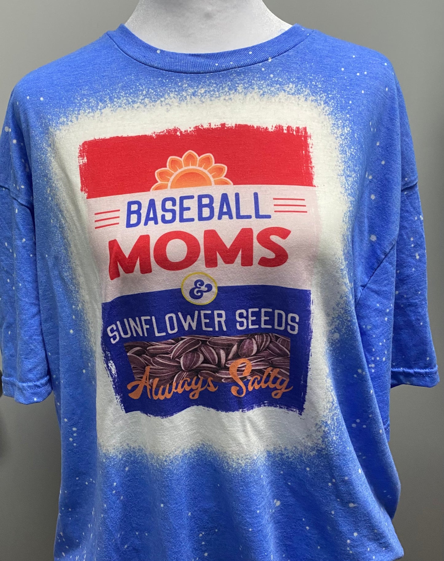 Baseball Moms & Sunflower Seeds Always Salty Bleach Sublimation Tee