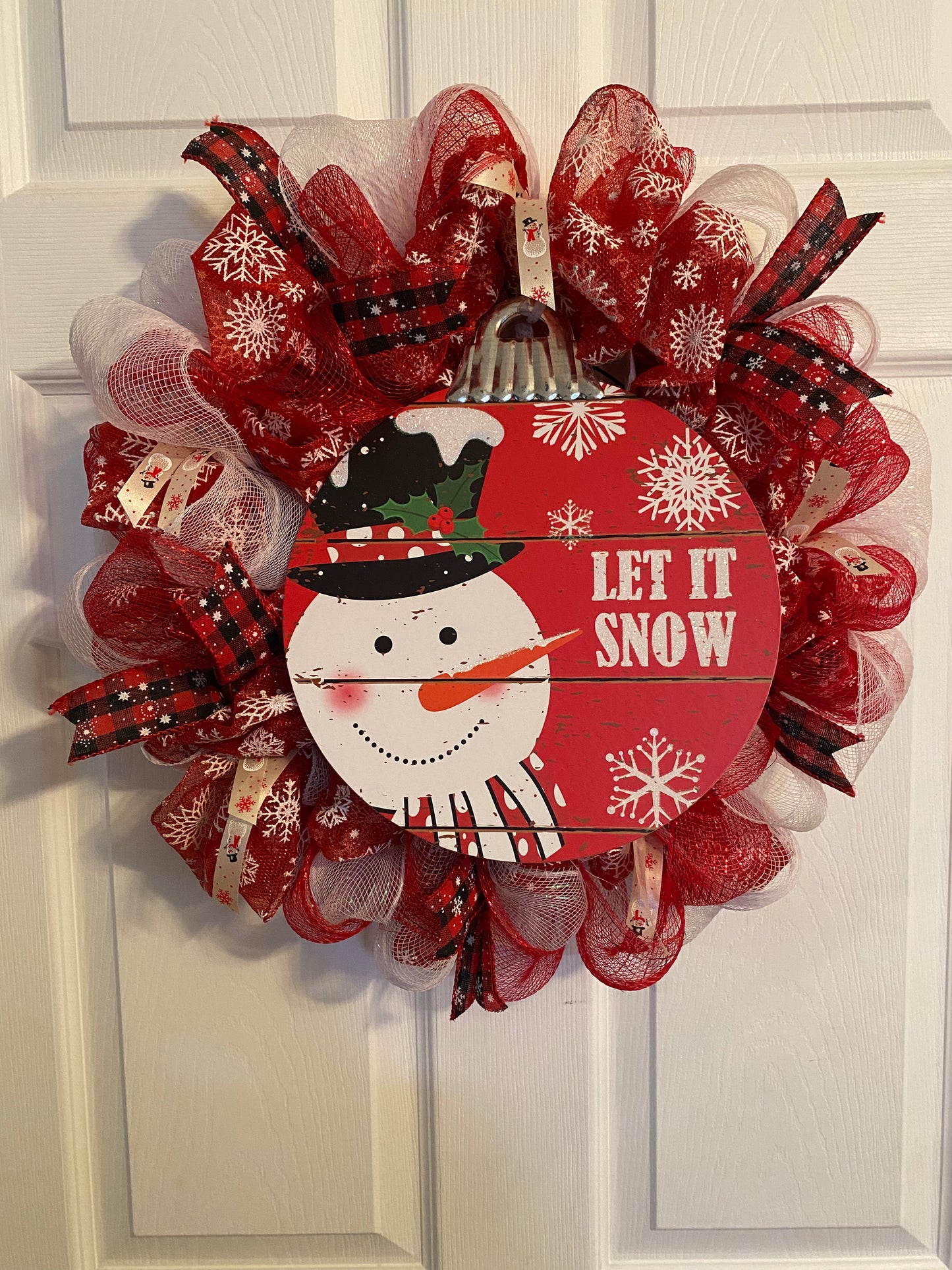 Let It Snow Christmas Ornament Deco Mesh Wreath