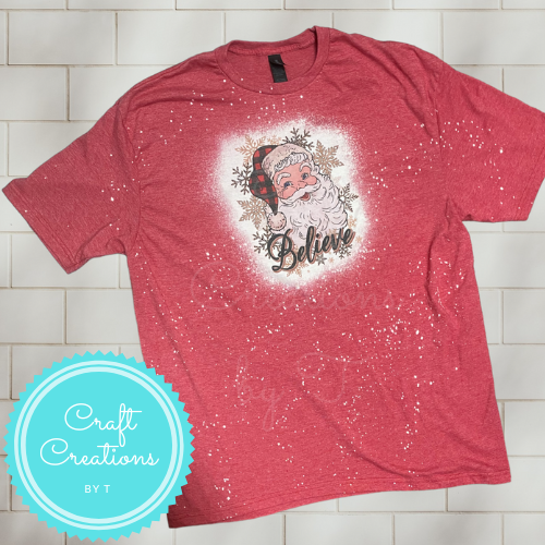 Santa Believe Christmas Bleach Sublimation Tee