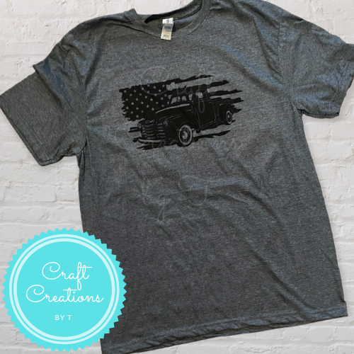 Old Truck with American Flag Sublimation Tee