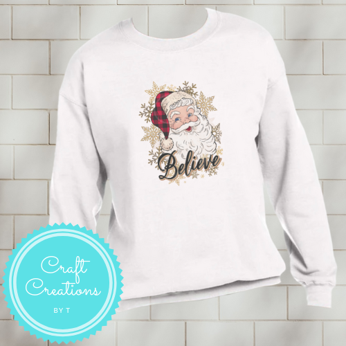 Santa Believe Christmas Sublimation Crewneck or Hoodie