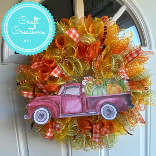 Fall Truck Deco Mesh Wreath