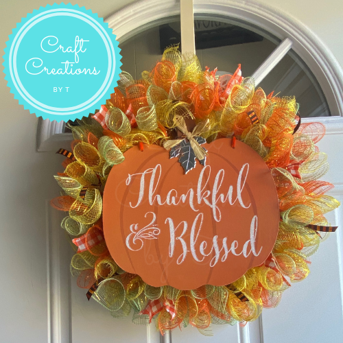 Fall Thankful Deco Mesh Wreath