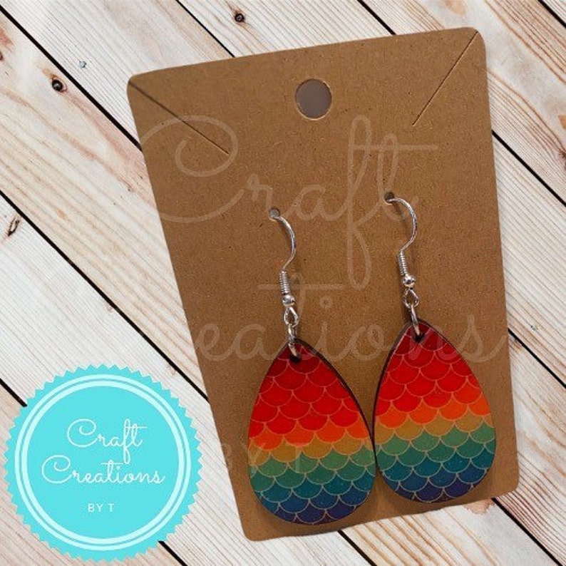 Rainbow Mermaid Print Sublimation Earrings