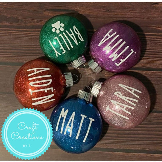 Personalized Glitter Christmas Ornament - 3 inch Glitter Disc Ornament