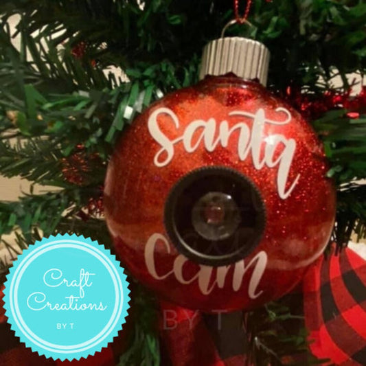 Santa Cam Glitter Christmas Ornament