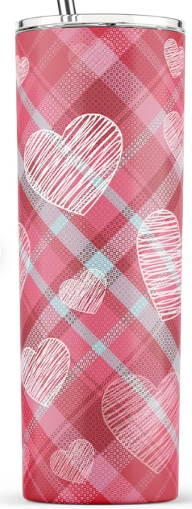 Pink Sketch Heart 20oz Sublimation Tumbler