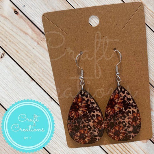 Sunflowers & Leopard Print Sublimation Earrings