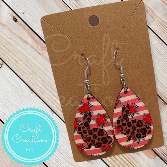 Stripes & Bunny Print Sublimation Earrings